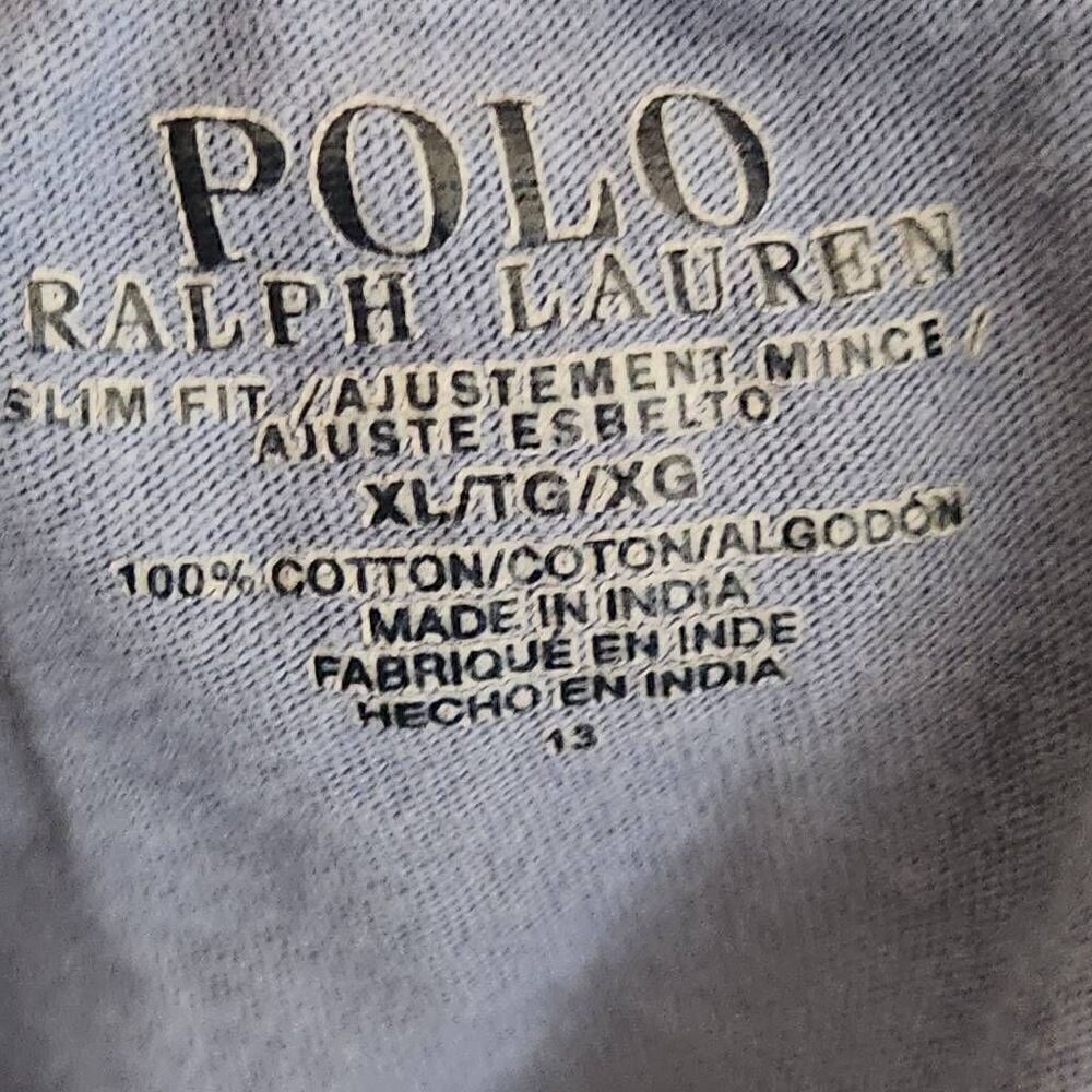 Polo Ralph Lauren v-neck slim fit x-large 100% cotton navy blue T-shirt - Picture 3 of 4